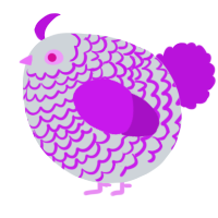 A mist and amethyst chicken with a lace pattern