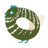 A olive and cream chicken with a bar pattern