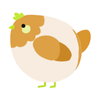 A cream and orange chicken with a head pattern