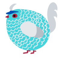 A aqua and mist chicken with a lace pattern