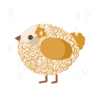 A cream and orange chicken with a double-lace pattern