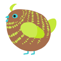 A brown and lime chicken with a bar pattern