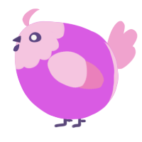A orchid and pink chicken with a head pattern