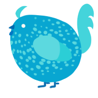 A cerulean and aqua chicken with a speckle pattern