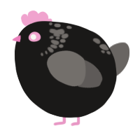 A sable and grey chicken with a neck-speckle pattern