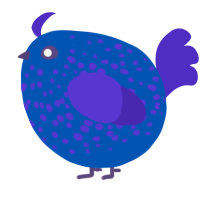A ultramarine and indigo chicken with a speckle pattern