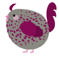 A ash and wine chicken with a speckle pattern