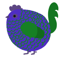 A indigo and leaf chicken with a lace pattern