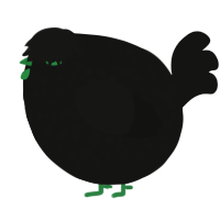 A black chicken with a speckle pattern