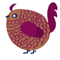 A brown and wine chicken with a lace pattern