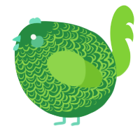 A viridian and grass chicken with a double-lace pattern