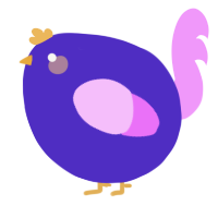 A indigo and lavender chicken