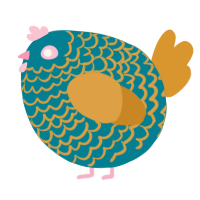 A sea and orange chicken with a lace pattern