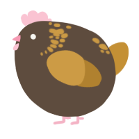 A bark and gold chicken with a neck-speckle pattern