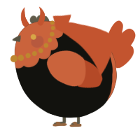 A black and vermilion chicken with a head pattern