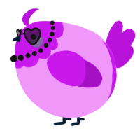 A lavender and amethyst chicken with a head pattern