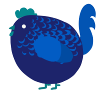 A navy and ultramarine chicken with a half-lace pattern
