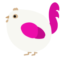 A white and fuchsia chicken