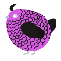 A orchid and sable chicken with a lace pattern