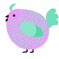 A lavender and mint chicken with a lace pattern