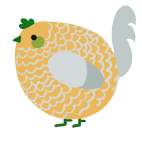 A honey and silver chicken with a lace pattern