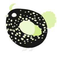 A sable and apple chicken with a speckle pattern