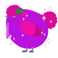 A amethyst and fuchsia chicken with a neck-speckle pattern