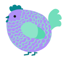 A lilac and mint chicken with a lace pattern