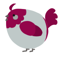 A silver and maroon chicken with a head pattern