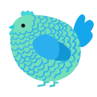 A mint and sky chicken with a lace pattern
