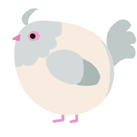 A cream and silver chicken with a head pattern