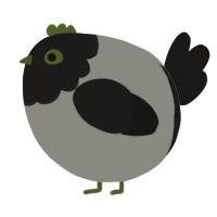 A ash and sable chicken with a head pattern
