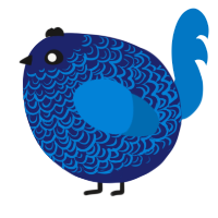 A navy and sapphire chicken with a double-lace pattern