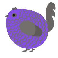 A blurple and grey chicken with a lace pattern
