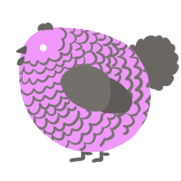 A lavender and grey chicken with a lace pattern