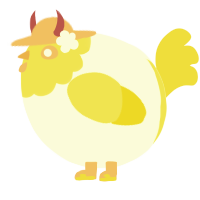 A white and yellow chicken with a head pattern