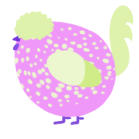 A lavender and apple chicken with a speckle pattern