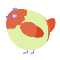A apple and vermilion chicken with a head pattern