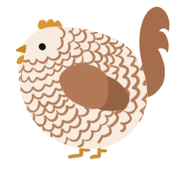 A cream and brown chicken with a lace pattern
