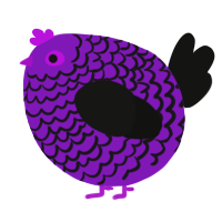 A violet and black chicken with a lace pattern