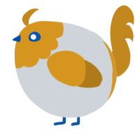 A mist and ochre chicken with a head pattern