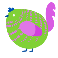 A grass and orchid chicken with a bar pattern