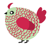 A gluppy and crimson chicken with a lace pattern