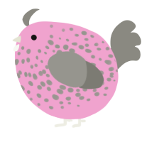 A pink and ash chicken with a speckle pattern