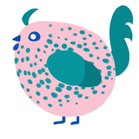 A rose and teal chicken with a speckle pattern