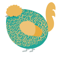 A turquoise and honey chicken with a double-lace pattern