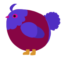 A maroon and indigo chicken with a head pattern