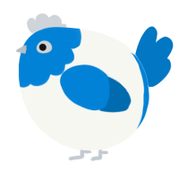 A white and sapphire chicken with a head pattern