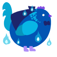 A ultramarine and cerulean chicken with a neck-speckle pattern