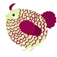 A apple and maroon chicken with a lace pattern